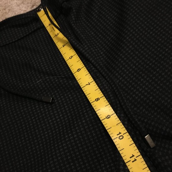 Black & Grey Puppytooth Stretchy Drawstring Trouser Leggings - Picture 13 of 14